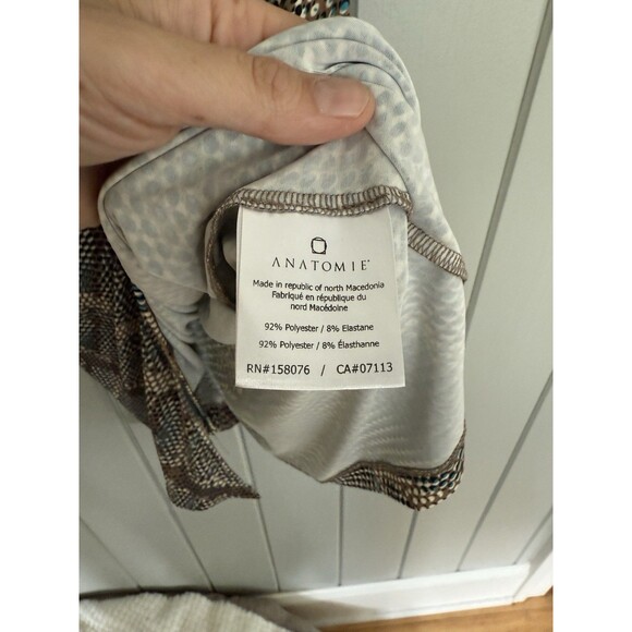 Anatomie Printed Marine Dress S Small Reptile Plaid Green Brown Faux Wrap 3/4 - Picture 4 of 7